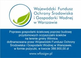 Informacja o otrzymanym dofinansowaniu – Poprawa gospodarki ściekowej poprzez budowę przydomowych oczyszczalni ścieków na terenie gminy Winnica